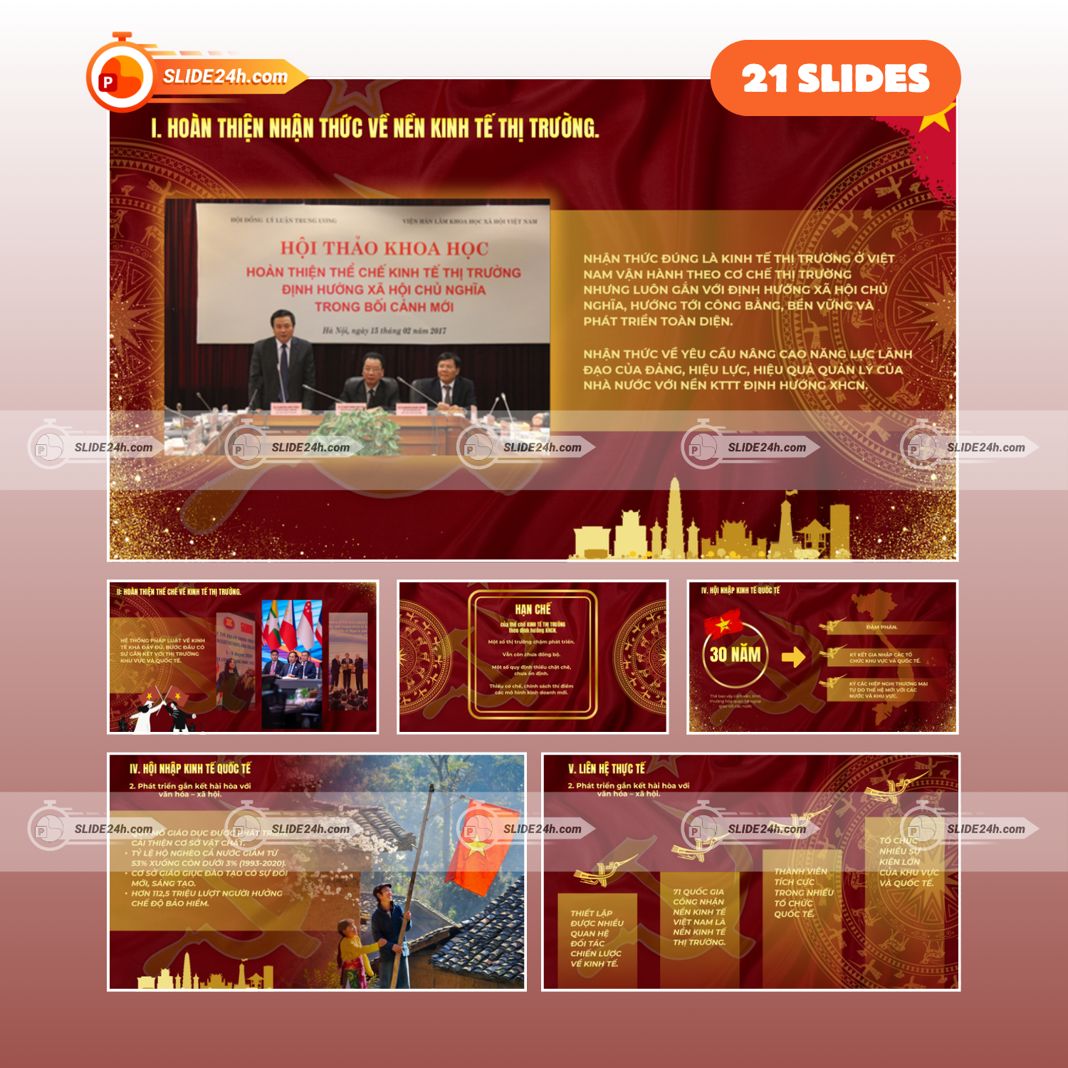 Slide Lịch sử Đảng Cộng sản Việt Nam -  Quá trình Đảng lãnh đạo xây dựng kinh tế thị trường định hướng XHCN thumbnail