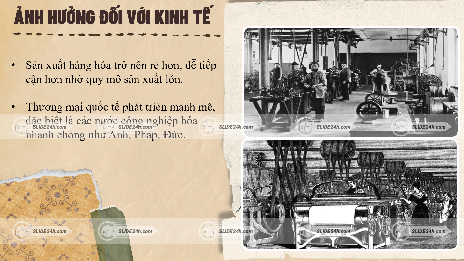 ảnh hưởng của cách mạng công nghiệp đối với kinh tế với nhà máy sản xuất và sự phát triển thương mại quốc tế