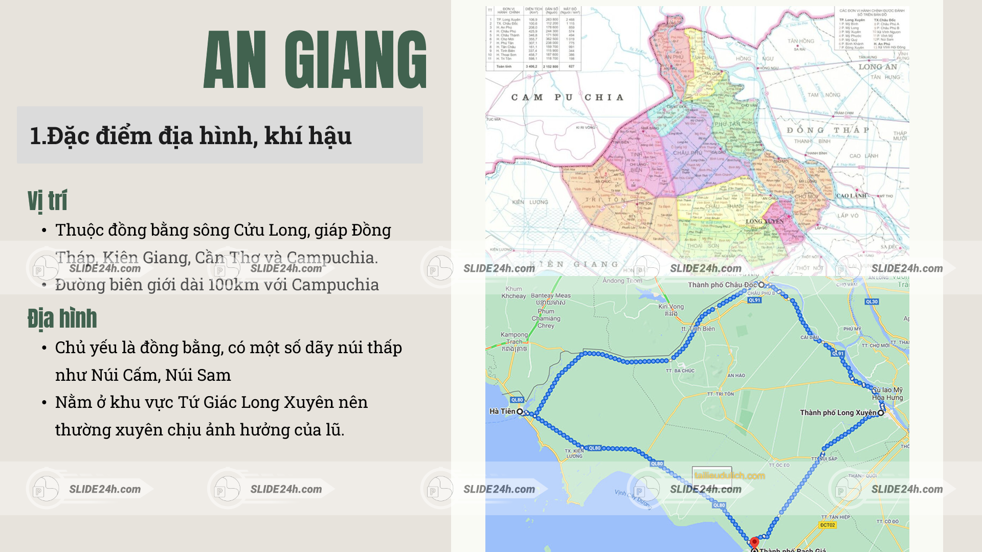 bản đồ địa hình và vị trí tỉnh an giang khu vực đồng bằng sông cửu long