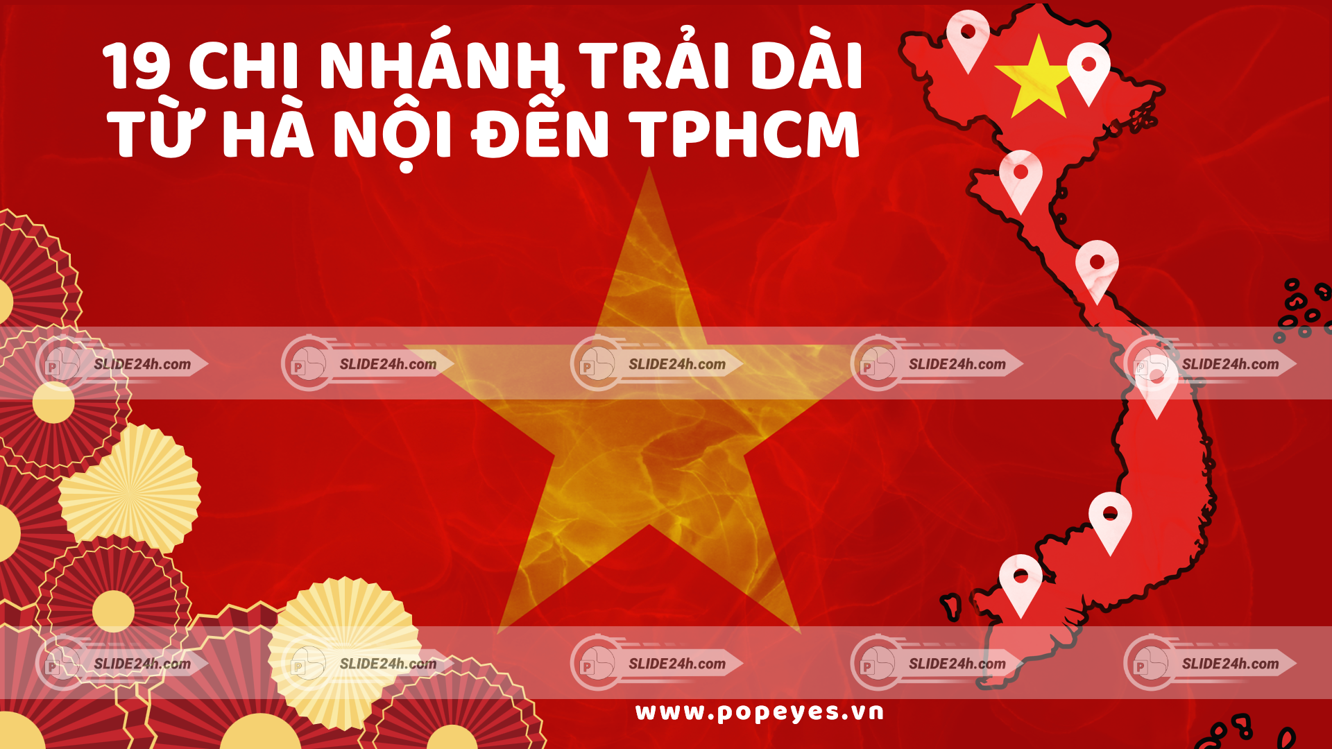 bản đồ việt nam hiển thị hệ thống chi nhánh popeyes từ bắc vào nam