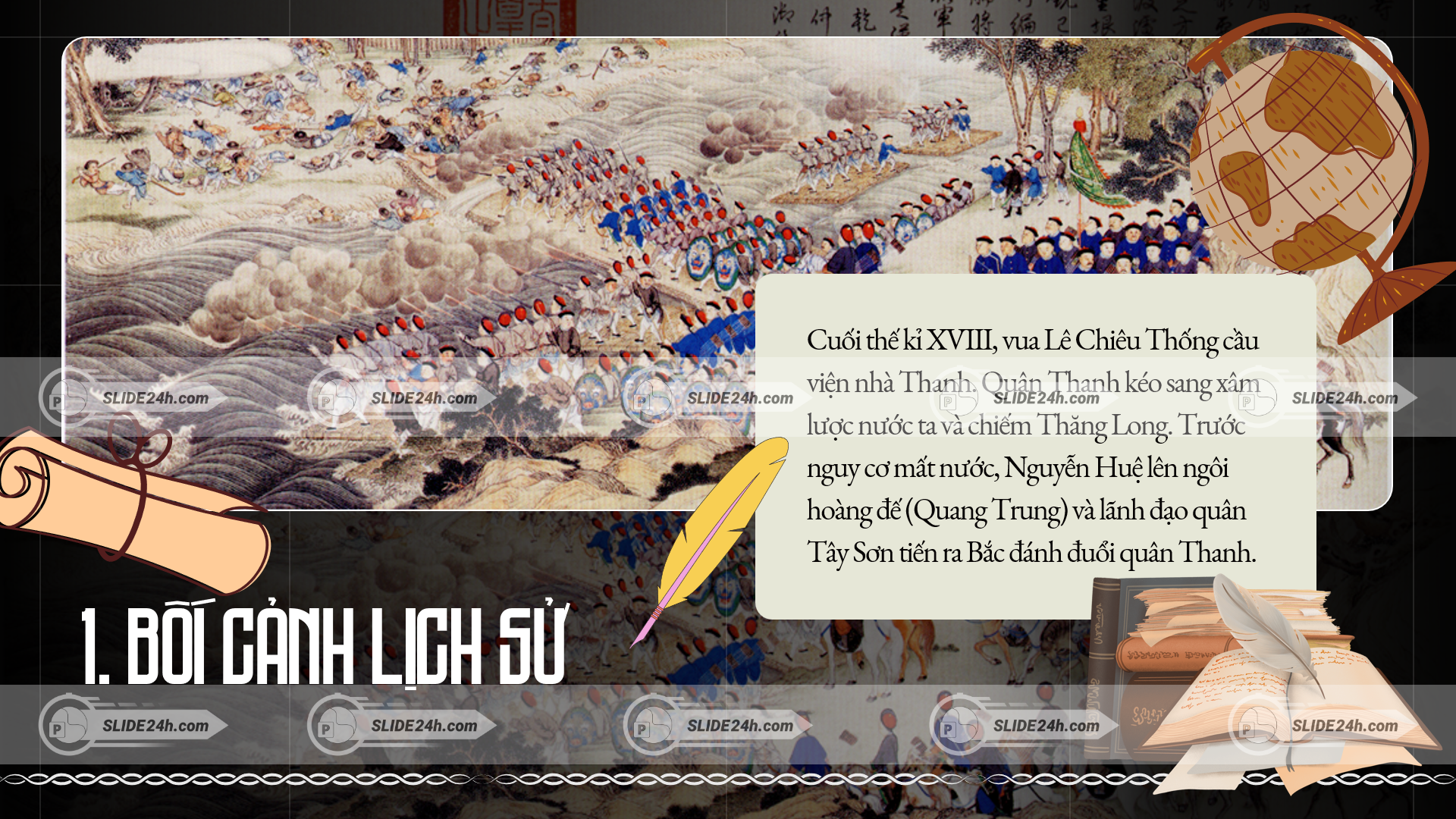 Bối cảnh lịch sử cuộc kháng chiến chống quân Thanh năm 1789 với tình hình đất nước bị xâm lược.