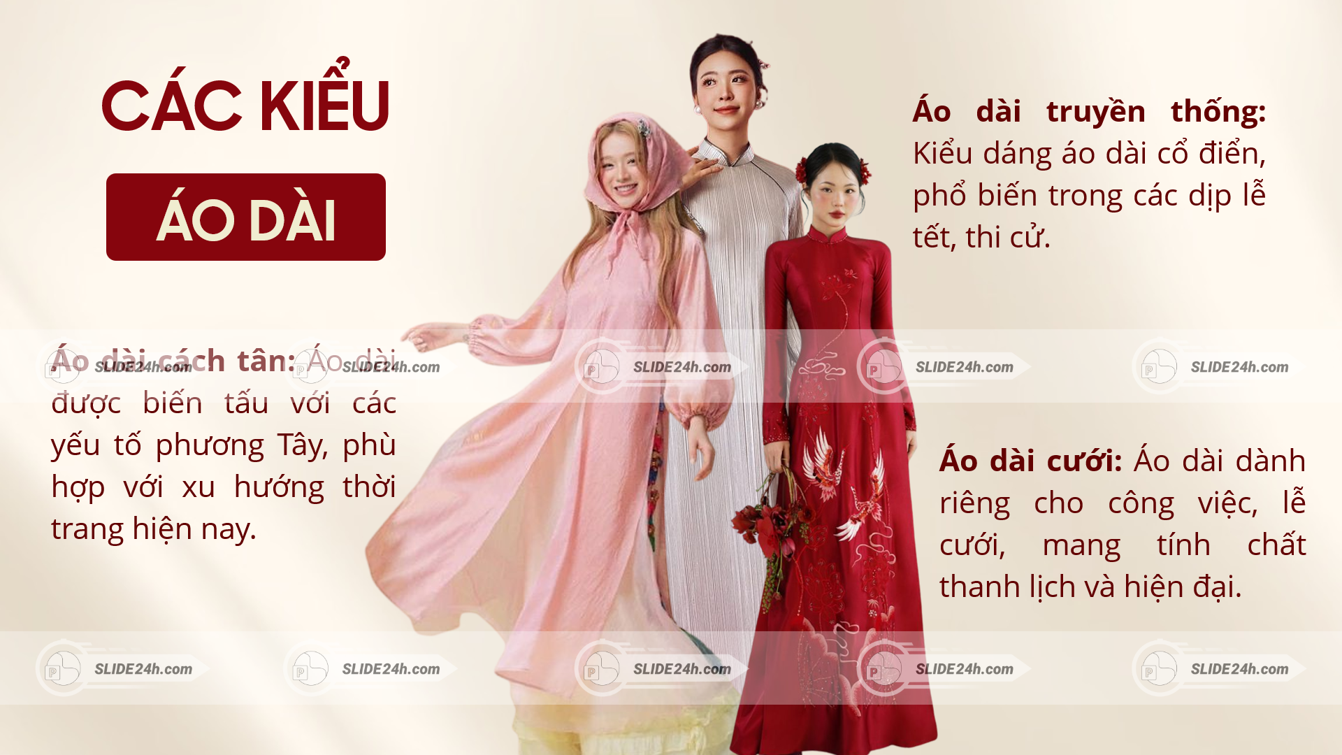 Các kiểu áo dài phổ biến hiện nay.