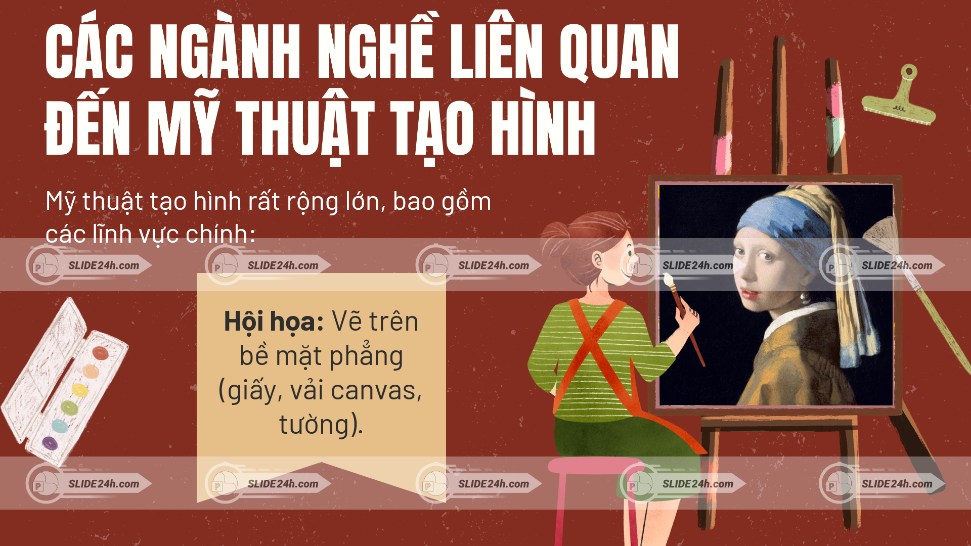 các ngành nghề liên quan đến mỹ thuật tạo hình như hội họa với họa sĩ vẽ tranh chân dung trên giá vẽ