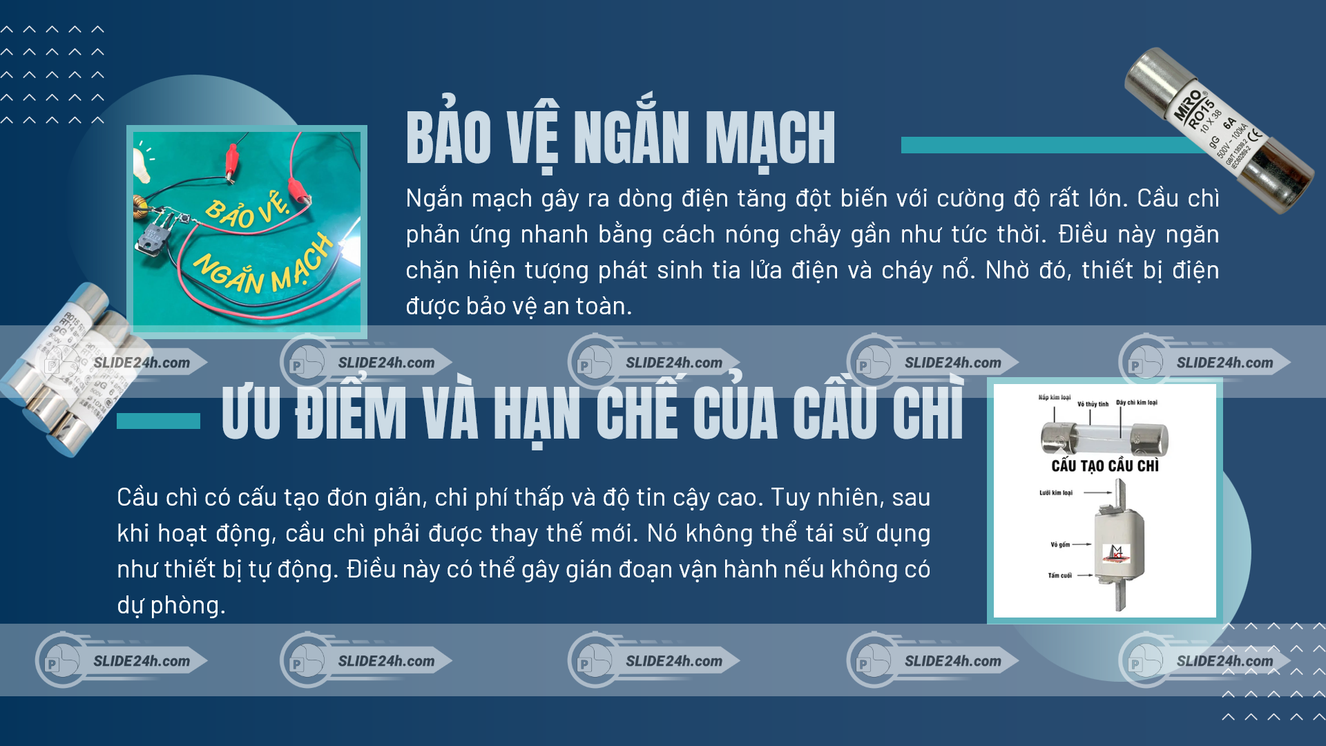 cầu chì bảo vệ ngắn mạch phản ứng nhanh khi dòng điện tăng đột ngột hạn chế cháy nổ