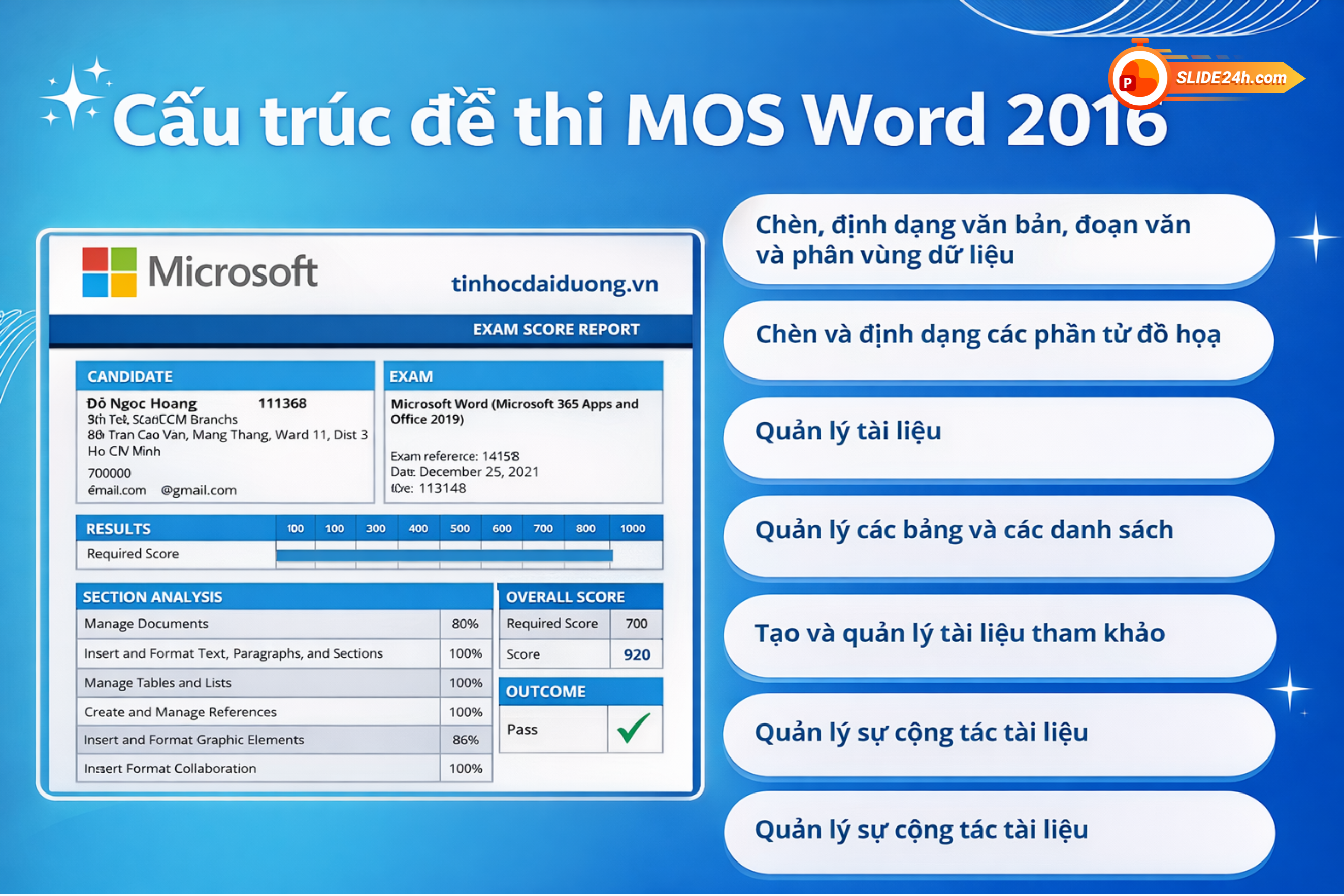 Cấu trúc đề thi tin học văn phòng MOS và cách chấm điểm thực hành