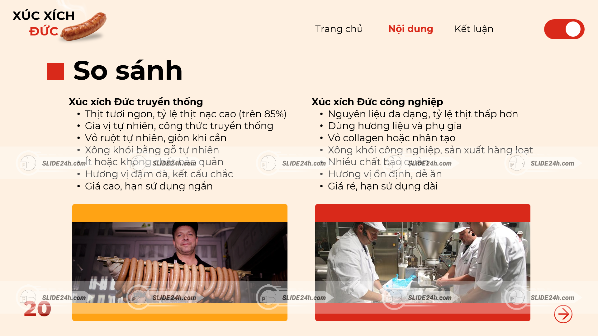 Điểm khác nhau của xúc xích Đức truyền thống và xúc xích công nghiệp