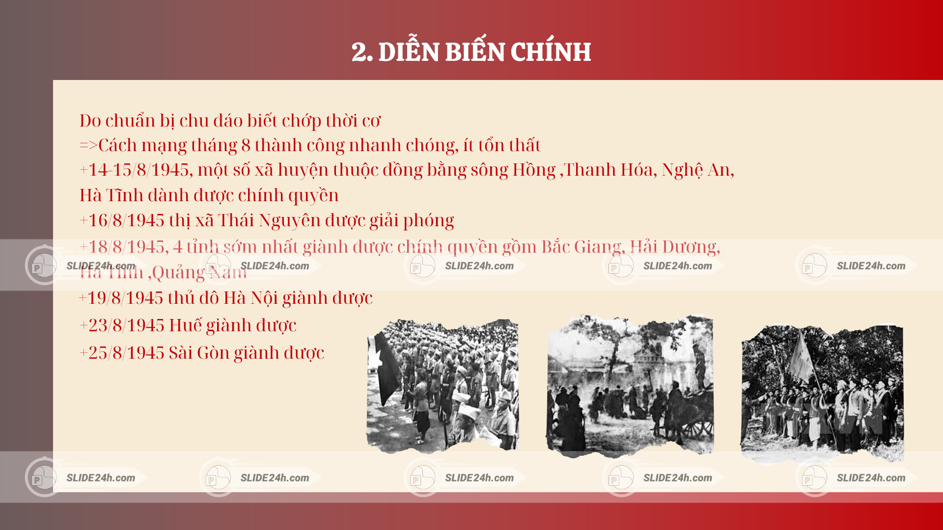 diễn biến của cách mạng tháng tám
