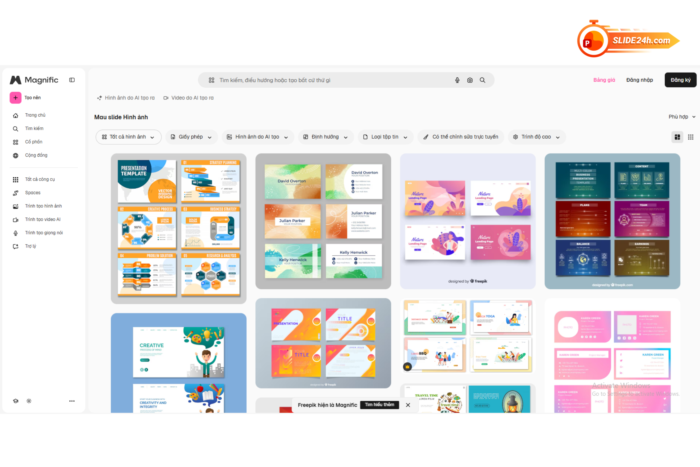 Freepik không chỉ có mẫu slide mà còn cung cấp hình minh họa, icon.