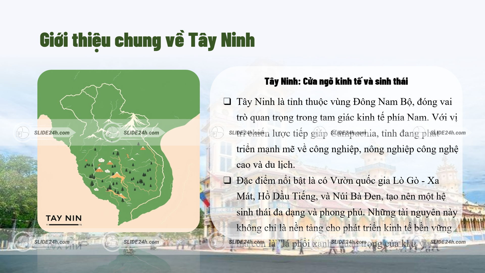 giới thiệu chung về tây ninh với bản đồ vị trí địa lý và tiềm năng phát triển kinh tế sinh thái
