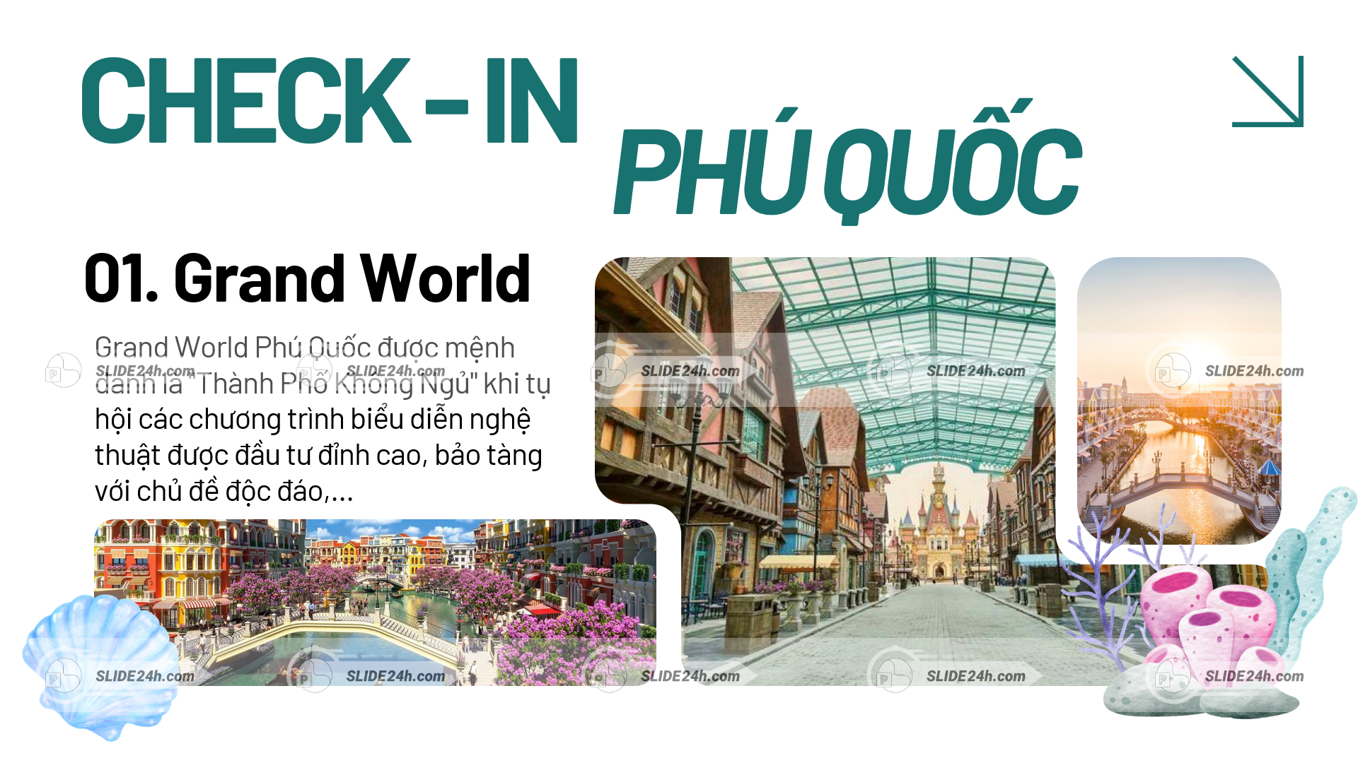 grand world phú quốc với kiến trúc châu âu và khu vui chơi giải trí sôi động