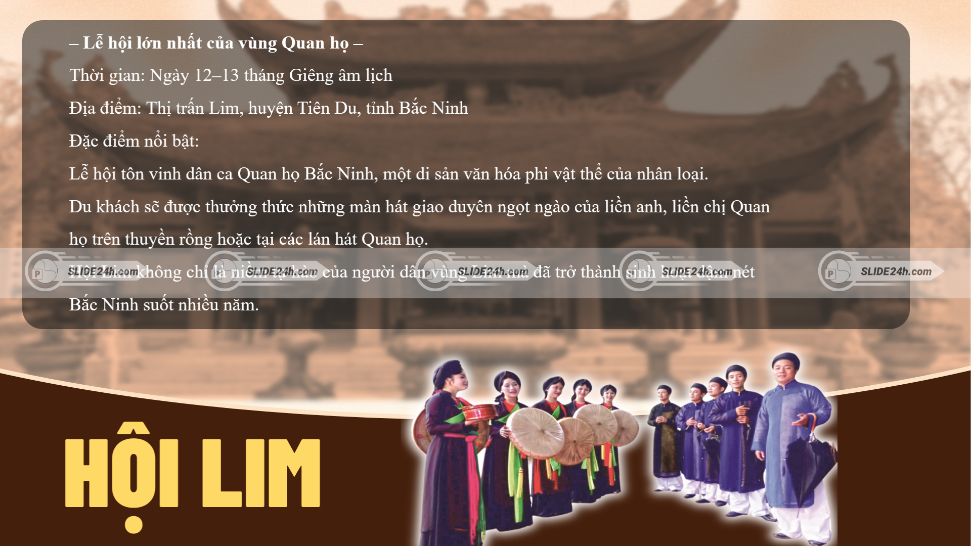 hội lim bắc ninh với liền anh liền chị biểu diễn dân ca quan họ truyền thống