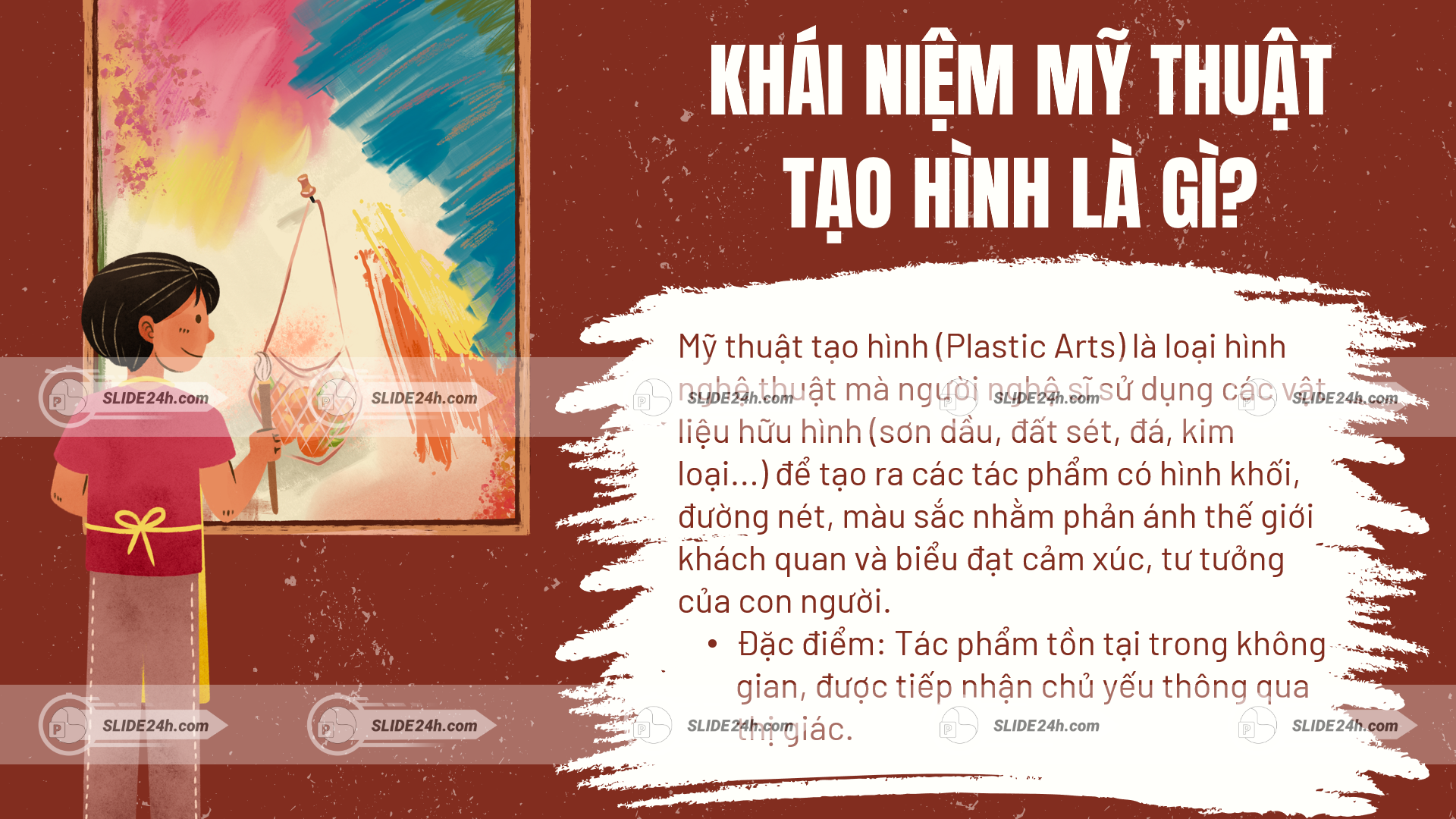 khái niệm mỹ thuật tạo hình với người vẽ tranh và nội dung giải thích về chất liệu và đặc điểm nghệ thuật