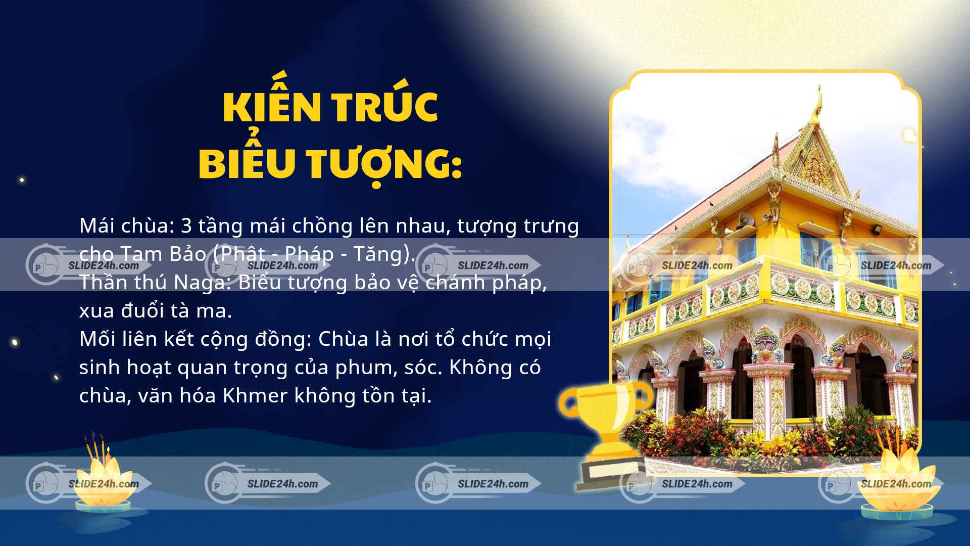 kiến trúc chùa khmer mái nhiều tầng họa tiết naga và vai trò trung tâm cộng đồng phum sóc