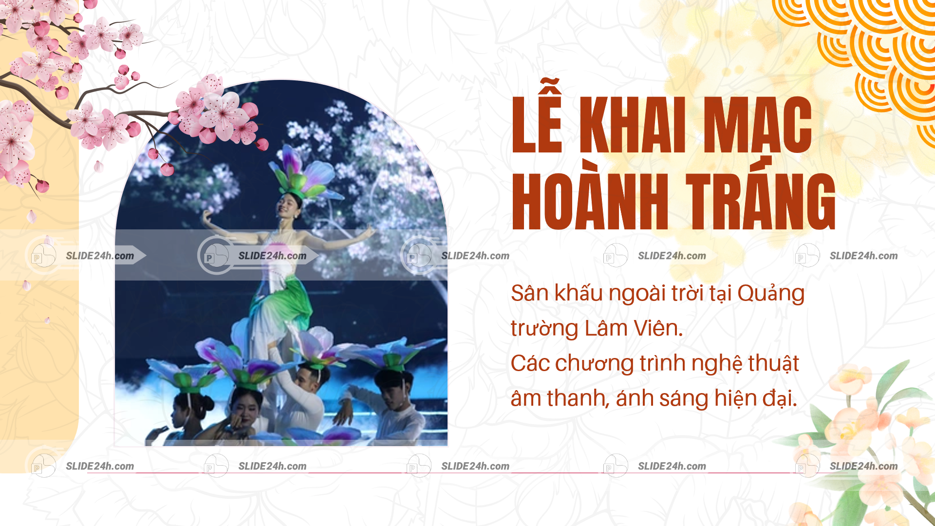 lễ khai mạc lễ hội hoa đà lạt với sân khấu ngoài trời và biểu diễn nghệ thuật