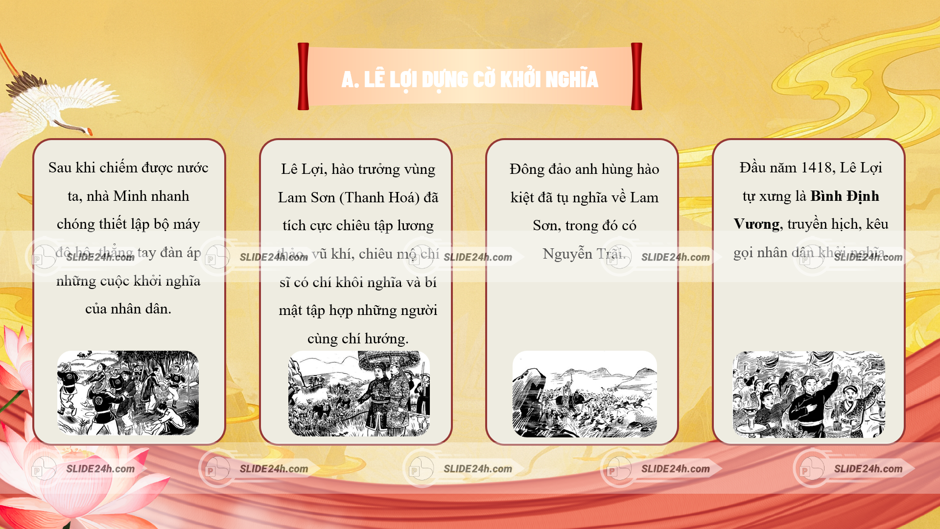 Lê Lợi dựng cờ khởi nghĩa chống quân Minh xâm lược