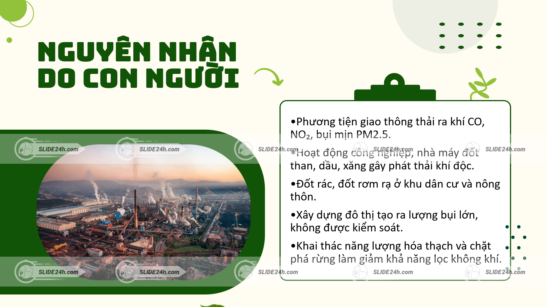 nguyên nhân ô nhiễm không khí do con người từ giao thông công nghiệp