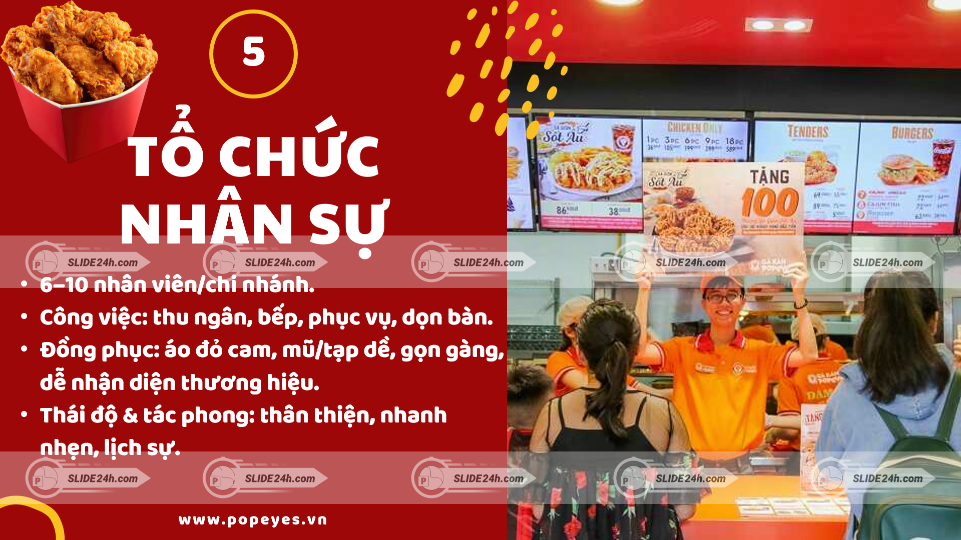 nhân viên popeyes phục vụ khách hàng thân thiện và chuyên nghiệp