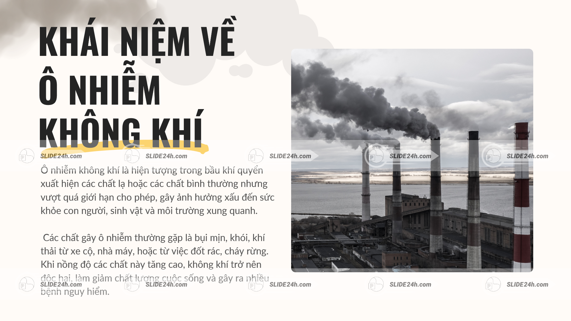 ống khói nhà máy thải khói đen minh họa khái niệm ô nhiễm không khí trong công nghiệp