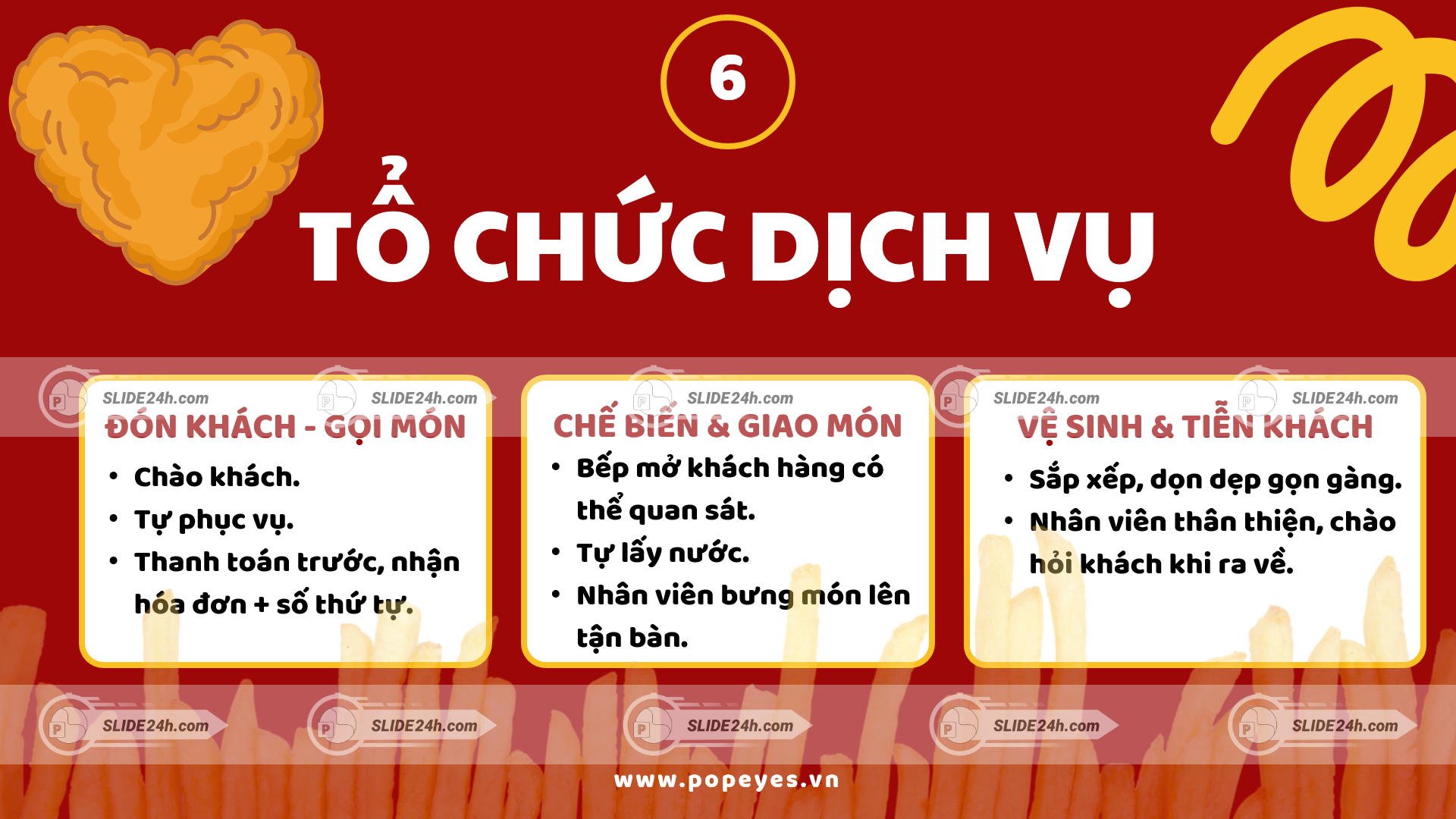 quy trình phục vụ popeyes từ đón khách gọi món đến vệ sinh tiễn khách
