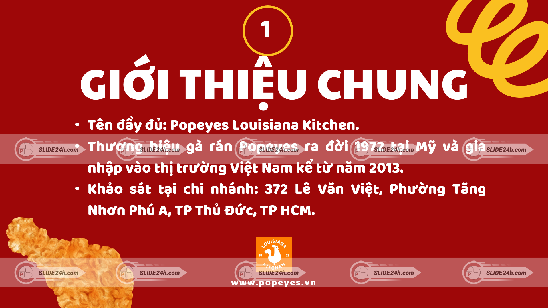 slide giới thiệu popeyes louisiana kitchen và thông tin thương hiệu