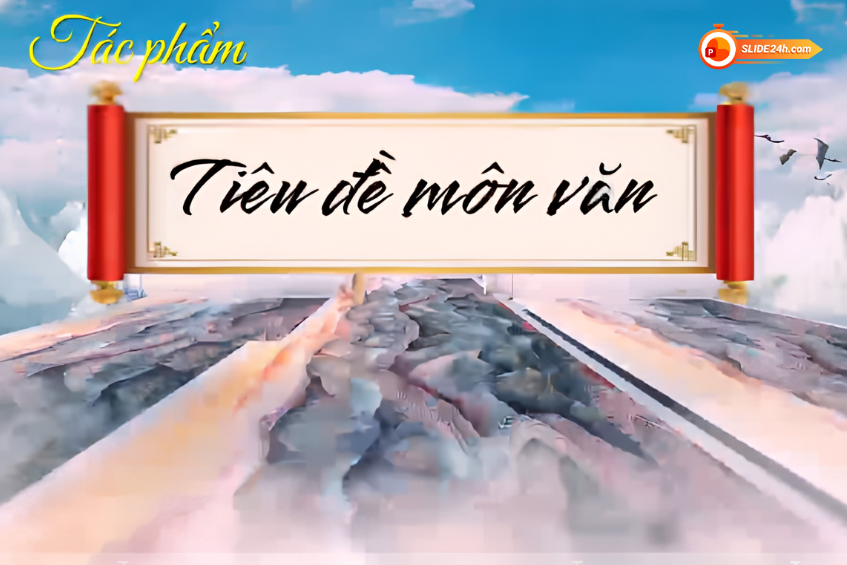 Slide mở đầu thuyết trình tác phẩm văn học với bố cục trang trọng và chủ đề rõ ràng.
