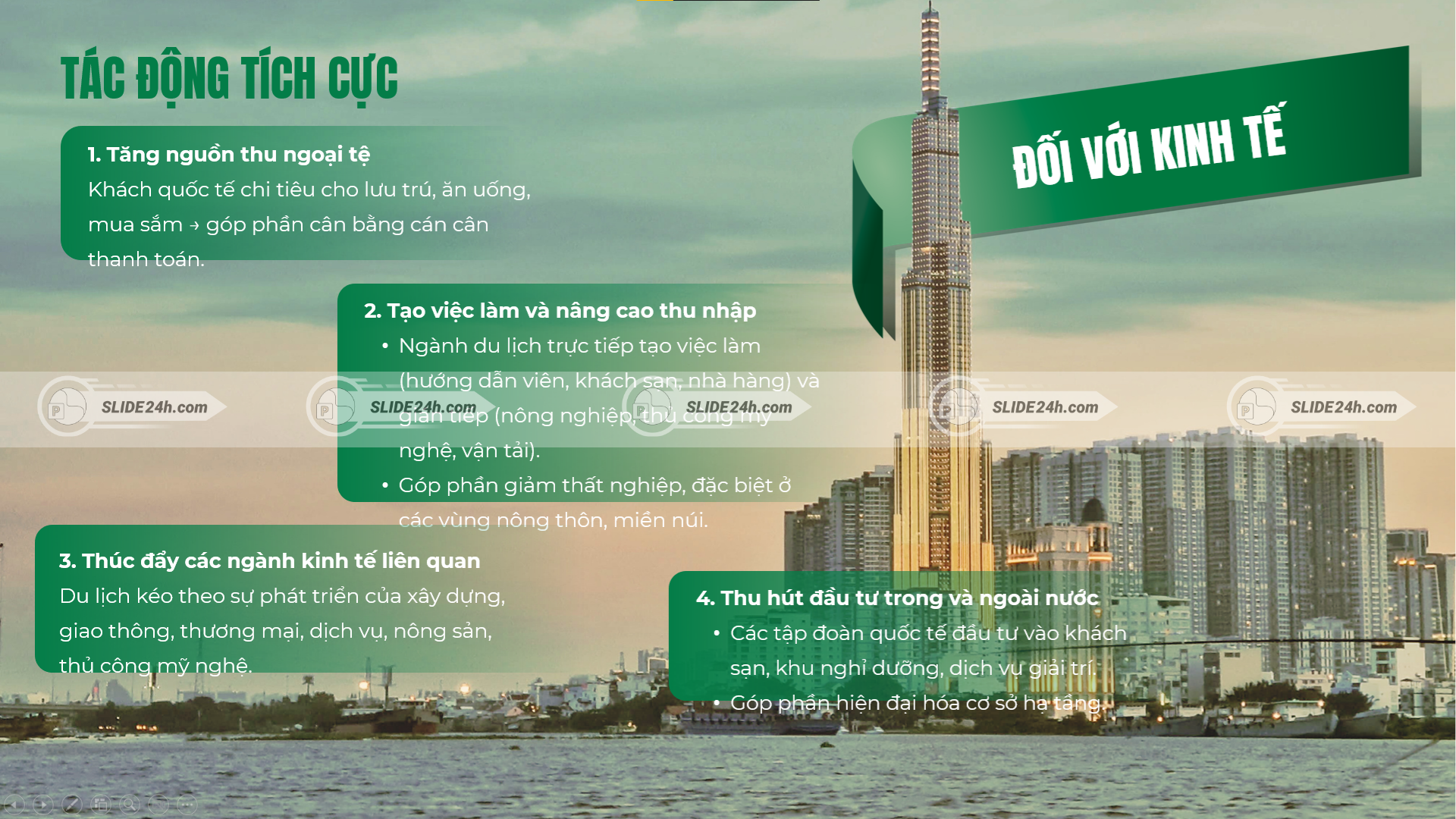 tác động tích cực của du lịch đối với kinh tế tăng nguồn thu ngoại tệ tạo việc làm thu hút đầu tư