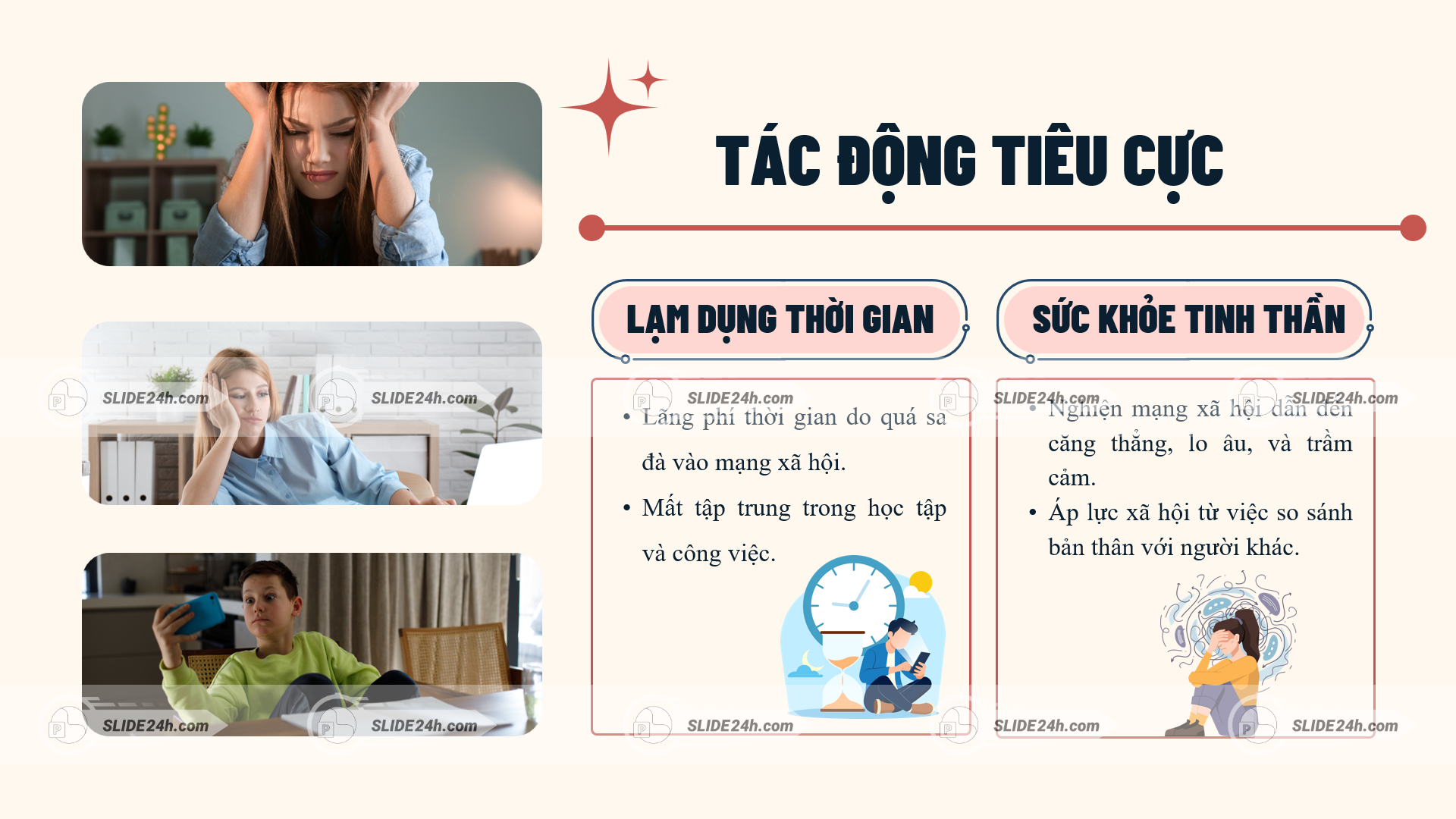 tác động tiêu cực của mạng xã hội đến thời gian và sức khỏe tinh thần