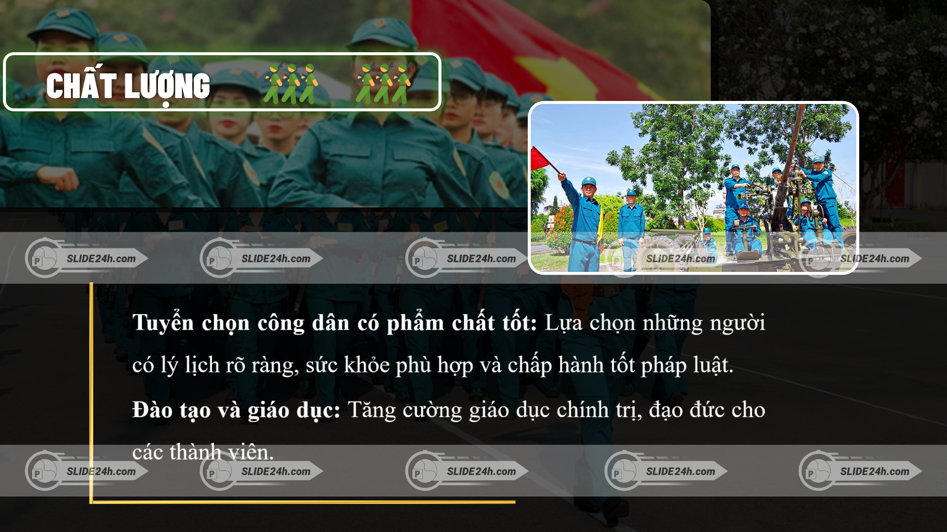 tuyển chọn và đào tạo lực lượng dân quân tự vệ có phẩm chất tốt