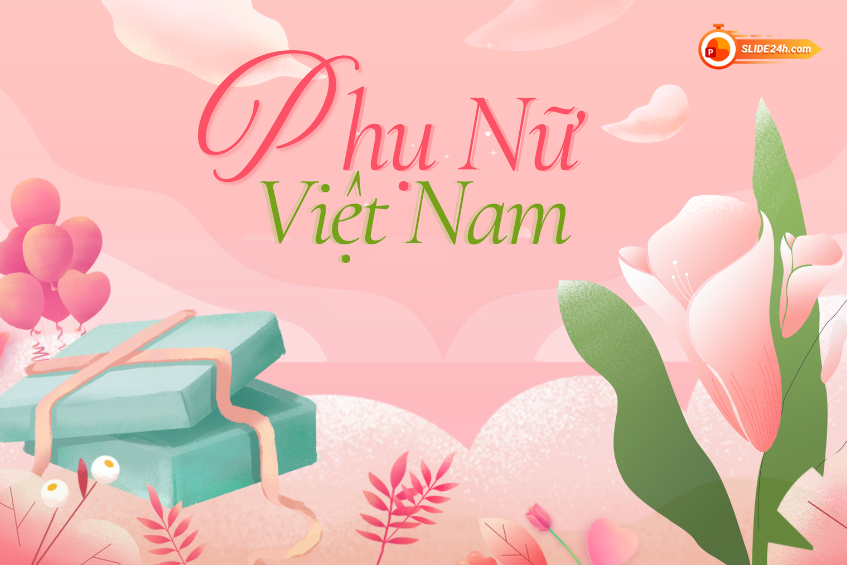 Video intro Ngày Phụ Nữ Việt Nam với hoa, hộp quà và nền hồng trang trọng.