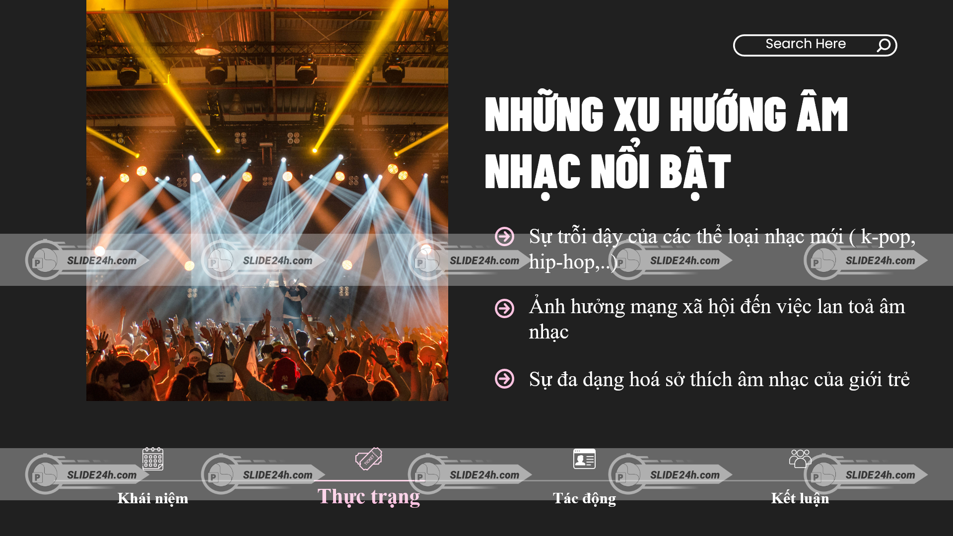 xu hướng âm nhạc nổi bật với sân khấu biểu diễn và khán giả trẻ