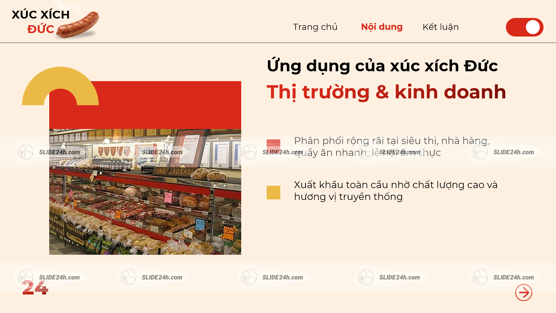 Xúc xích Đức được phân phối khắp thị trường quốc tế
